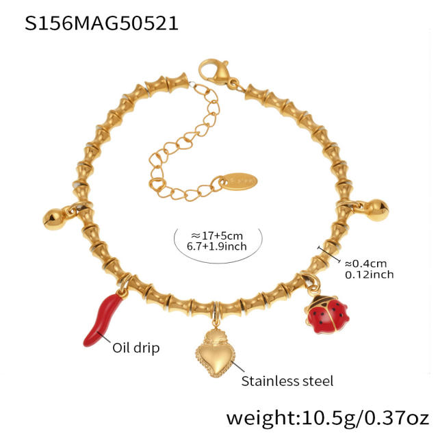 5A cubic zircon multi charm stainless steel bracelet anklet