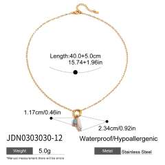 18KG baroque pearl birthstone pendant stainless steel necklace