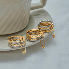 Multi-layer Stacked Wear Ring Titanium Steel paper clip theme stainless steel rings