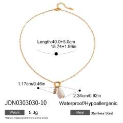 18KG baroque pearl birthstone pendant stainless steel necklace