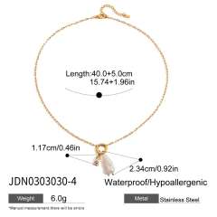 18KG baroque pearl birthstone pendant stainless steel necklace