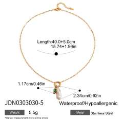18KG baroque pearl birthstone pendant stainless steel necklace