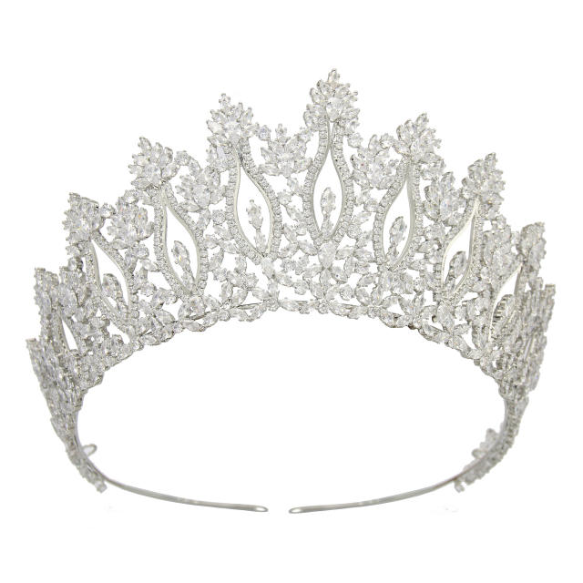 AAA cubic zircon bride crown metal plating Korean-style diamond crown wedding hair accessories