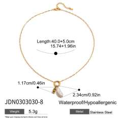 18KG baroque pearl birthstone pendant stainless steel necklace