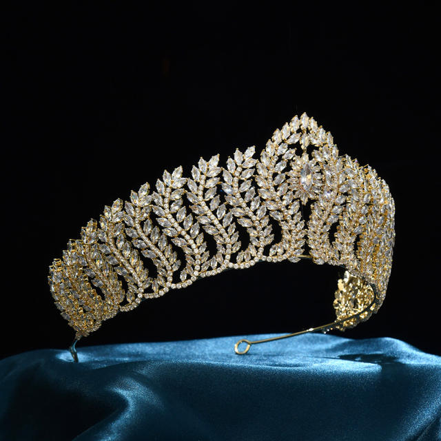 Golden Crown Wedding Bride Crown High Sense Zircon Inlaid Alloy Headband
