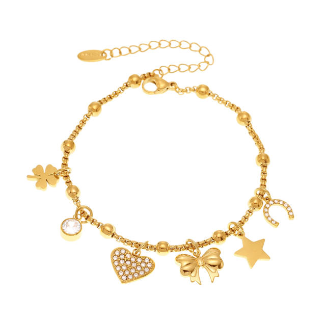 DIY multi-accessory love butterfly flower zircon bracelet stainless steel bracelet anklet
