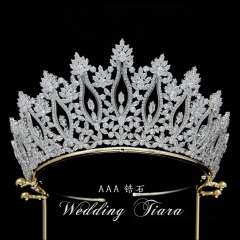 AAA cubic zircon bride crown metal plating Korean-style diamond crown wedding hair accessories
