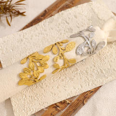 Natural gold silver color leaf design stainless steel rings