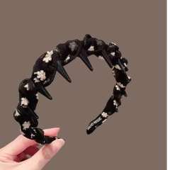 2025 Spring Summer Floral Mesh Wave Toothed Hair Hoop zig zag headband