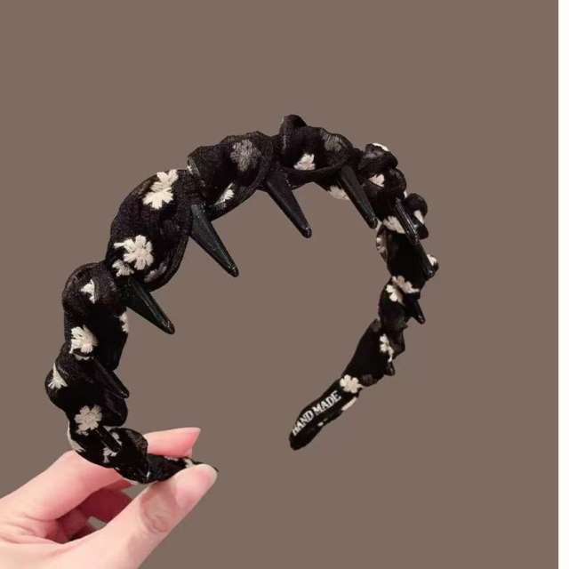 2025 Spring Summer Floral Mesh Wave Toothed Hair Hoop zig zag headband