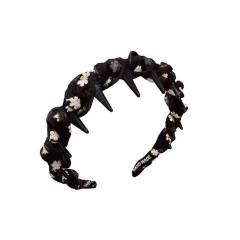 2025 Spring Summer Floral Mesh Wave Toothed Hair Hoop zig zag headband