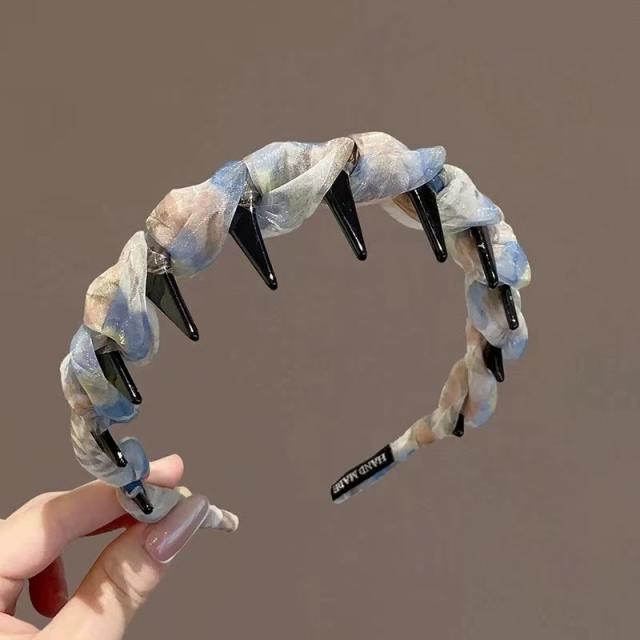 2025 Summer New Colored Yarn Tooth Comb Hair Hoop zig zag headband