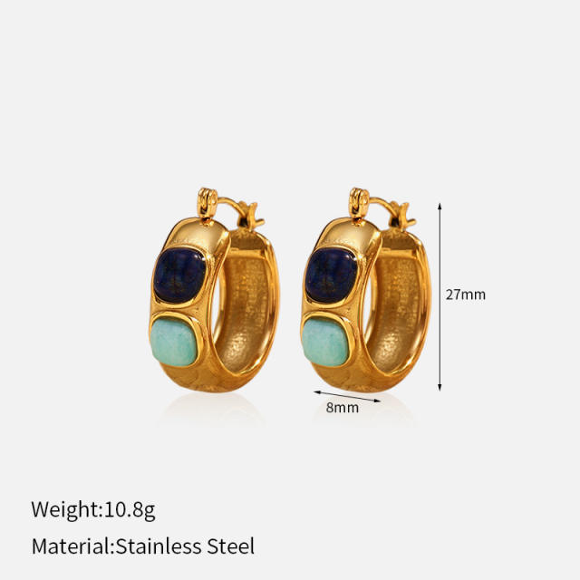 Simple C shape earrings pearl bead diamond C shape stainless steel earrings