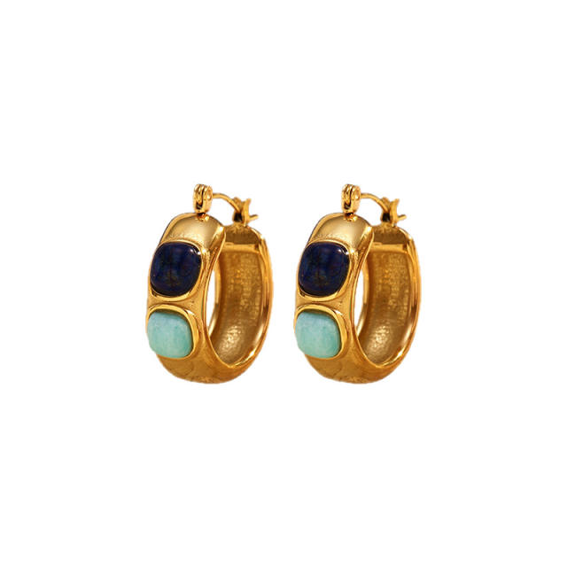 Simple C shape earrings pearl bead diamond C shape stainless steel earrings