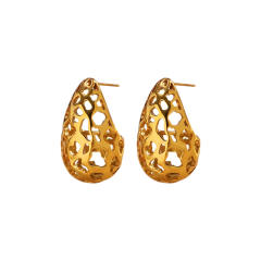 Chunky hollow out waterdrop shape stainless steel earrings