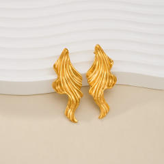 18KG stainless steel unique leaf shape earrings