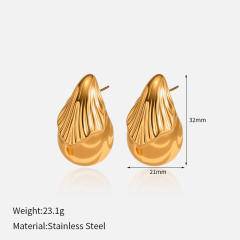 Chunky hollow out waterdrop shape stainless steel earrings