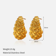 Chunky hollow out waterdrop shape stainless steel earrings