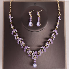 Bridal jewelry colorful rhinestone necklace earrings suit party dress accessories
