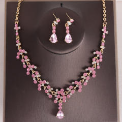 Bridal jewelry colorful rhinestone necklace earrings suit party dress accessories