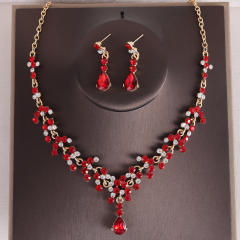 Bridal jewelry colorful rhinestone necklace earrings suit party dress accessories