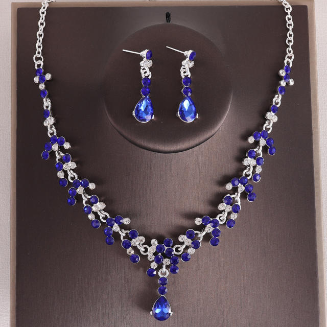 Bridal jewelry colorful rhinestone necklace earrings suit party dress accessories