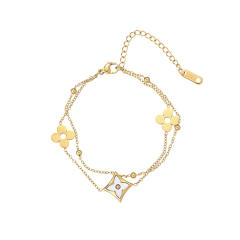 Hot sale two layer colorful clover stainless steel bracelet