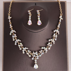 Bridal jewelry colorful rhinestone necklace earrings suit party dress accessories