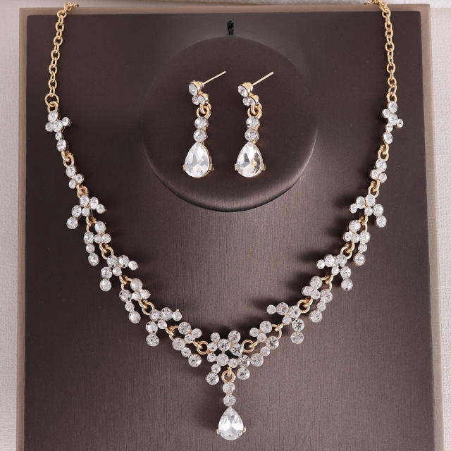 Bridal jewelry colorful rhinestone necklace earrings suit party dress accessories