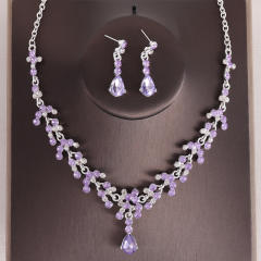 Bridal jewelry colorful rhinestone necklace earrings suit party dress accessories