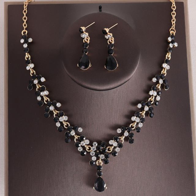 Bridal jewelry colorful rhinestone necklace earrings suit party dress accessories