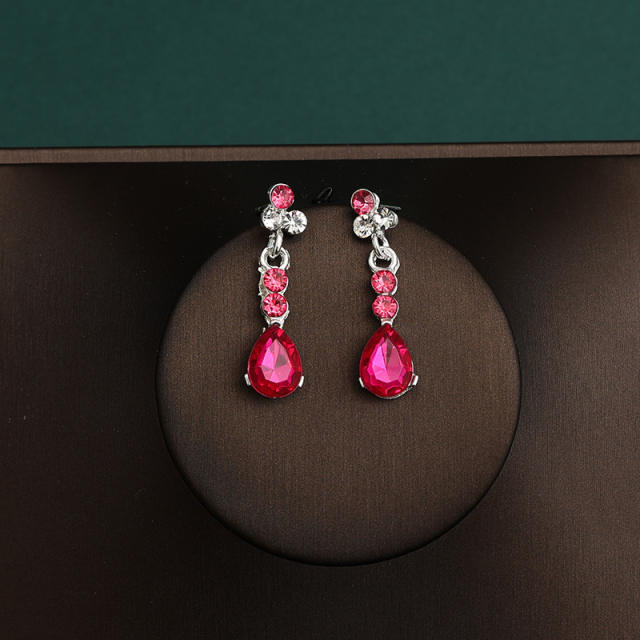 Silver rose red color sereis wedding hair crown necklace earrings suit