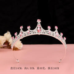Silver light pink sereis wedding hair crown necklace earrings suit