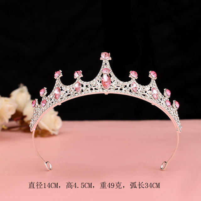 Silver light pink sereis wedding hair crown necklace earrings suit