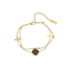 Hot sale two layer colorful clover stainless steel bracelet