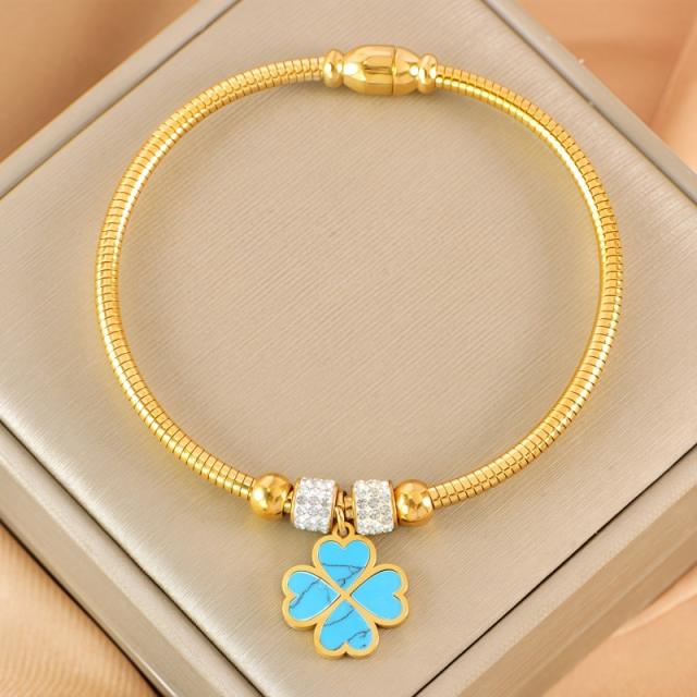 Fashion Magnetic Buckle Snake Bone Bracelet Stainless Steel Butterfly Love Sticky Diamond Five-pointed Star charm bracelet