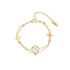 Hot sale two layer colorful clover stainless steel bracelet