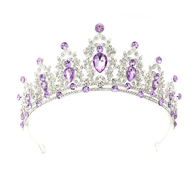 Silver light pink sereis wedding hair crown necklace earrings suit