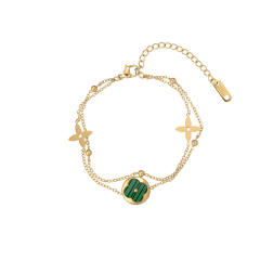 Hot sale two layer colorful clover stainless steel bracelet