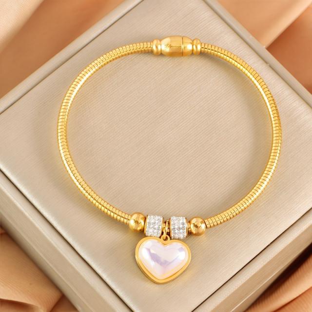 Fashion Magnetic Buckle Snake Bone Bracelet Stainless Steel Butterfly Love Sticky Diamond Five-pointed Star charm bracelet