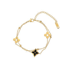 Hot sale two layer colorful clover stainless steel bracelet