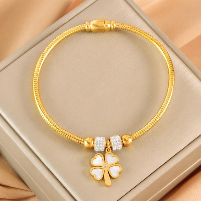Fashion Magnetic Buckle Snake Bone Bracelet Stainless Steel Butterfly Love Sticky Diamond Five-pointed Star charm bracelet