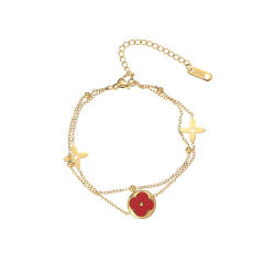 Hot sale two layer colorful clover stainless steel bracelet