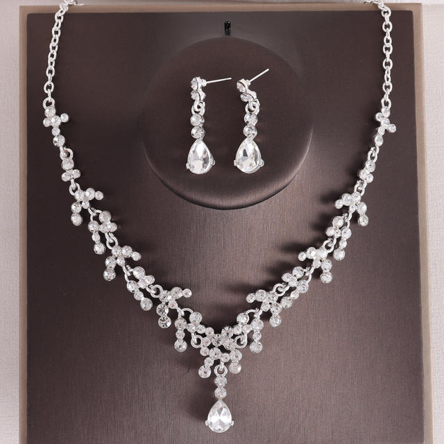 Bridal jewelry colorful rhinestone necklace earrings suit party dress accessories