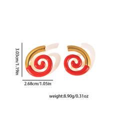 18KG geometric spiral shape enamel stainless steel earrings big earrings