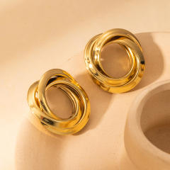Hot sale twisted circle stainless steel earrings