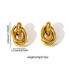 18KG geometric twisted circle stainless steel earrings