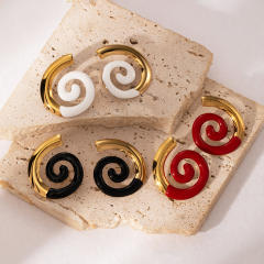 18KG geometric spiral shape enamel stainless steel earrings big earrings