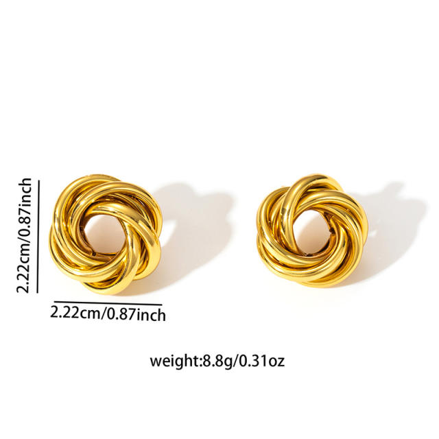 Easy match twisted circle stainless steel earrings