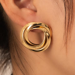 Hot sale twisted circle stainless steel earrings